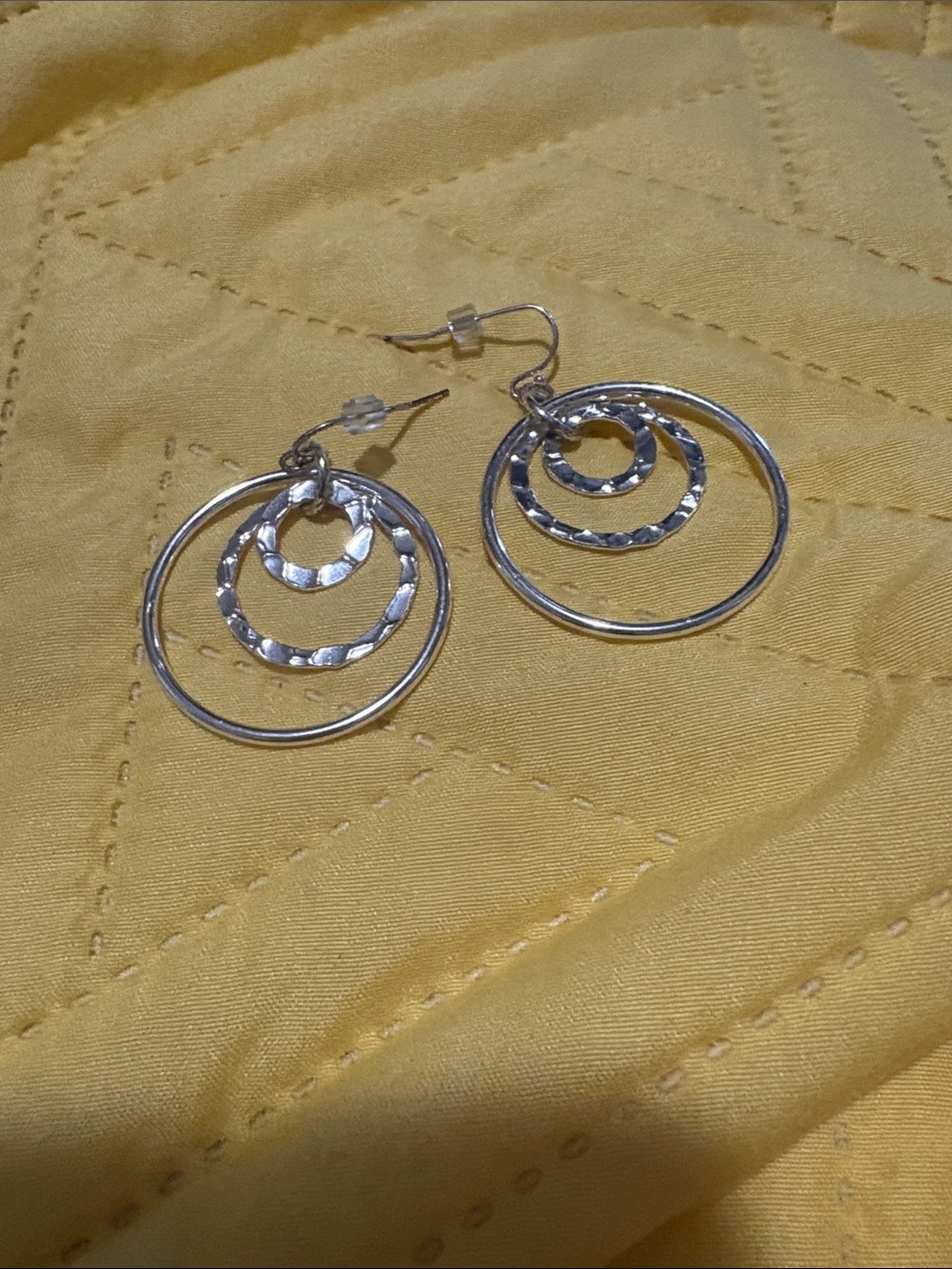 Silver Double Hoop Dangle Earrings - Women's Jewelry